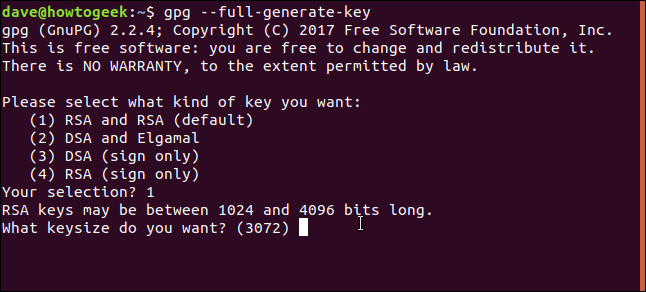 Gpg command line generate key file